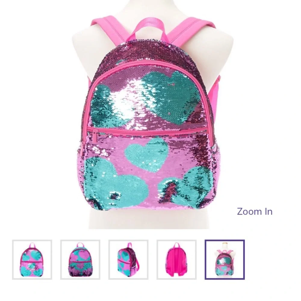New with tags Claire’s back pack hearts sequins